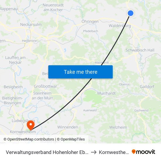 Verwaltungsverband Hohenloher Ebene to Kornwestheim map