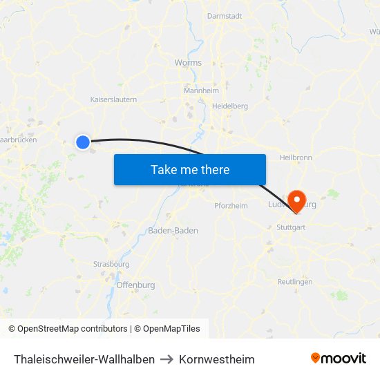 Thaleischweiler-Wallhalben to Kornwestheim map