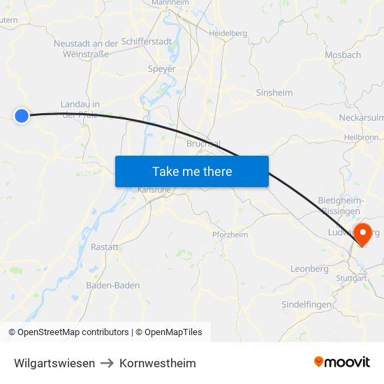 Wilgartswiesen to Kornwestheim map