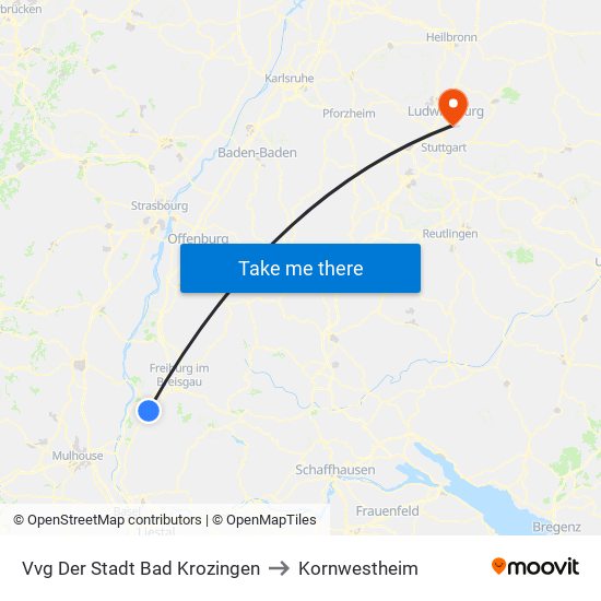 Vvg Der Stadt Bad Krozingen to Kornwestheim map