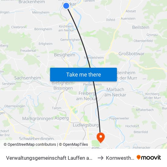 Verwaltungsgemeinschaft Lauffen am Neckar to Kornwestheim map