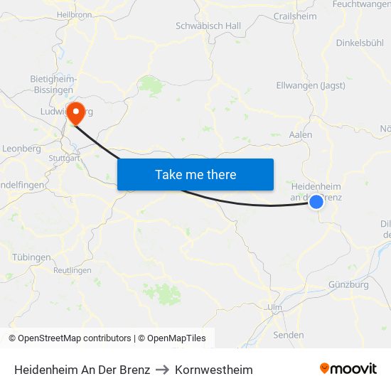 Heidenheim An Der Brenz to Kornwestheim map