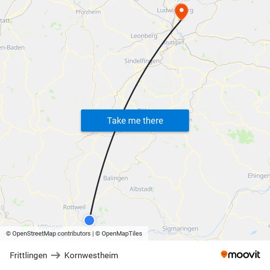 Frittlingen to Kornwestheim map