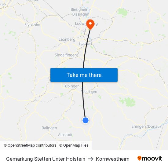 Gemarkung Stetten Unter Holstein to Kornwestheim map