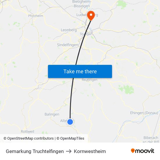 Gemarkung Truchtelfingen to Kornwestheim map