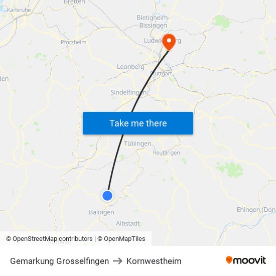 Gemarkung Grosselfingen to Kornwestheim map