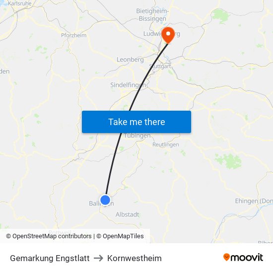 Gemarkung Engstlatt to Kornwestheim map