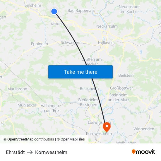 Ehrstädt to Kornwestheim map