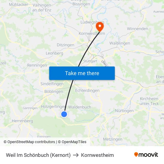 Weil Im Schönbuch (Kernort) to Kornwestheim map