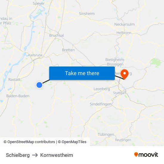 Schielberg to Kornwestheim map