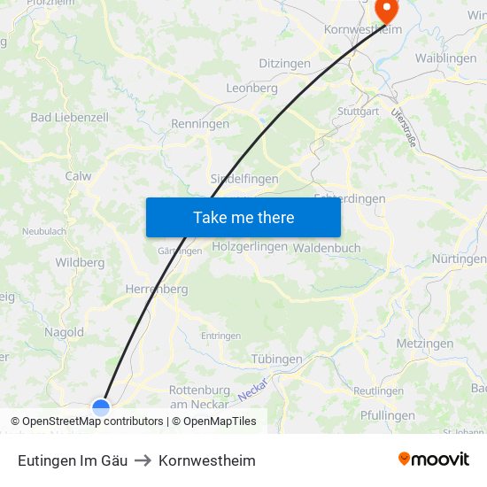 Eutingen Im Gäu to Kornwestheim map