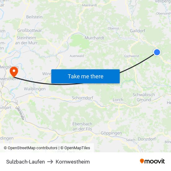 Sulzbach-Laufen to Kornwestheim map