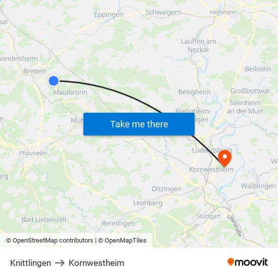 Knittlingen to Kornwestheim map