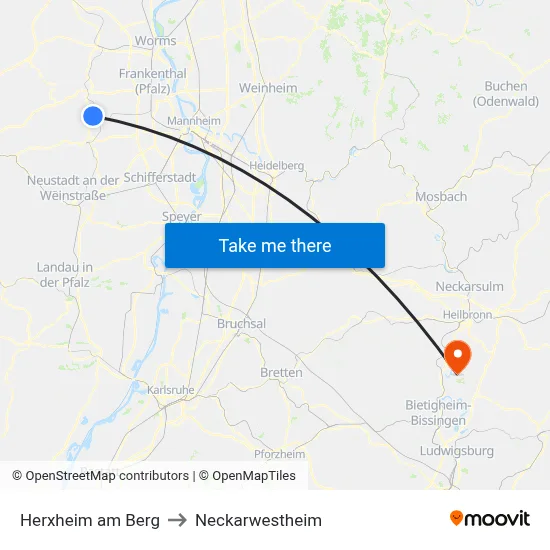 Herxheim am Berg to Neckarwestheim map