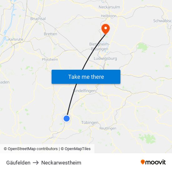 Gäufelden to Neckarwestheim map