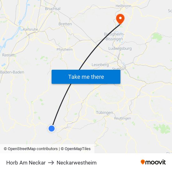 Horb Am Neckar to Neckarwestheim map