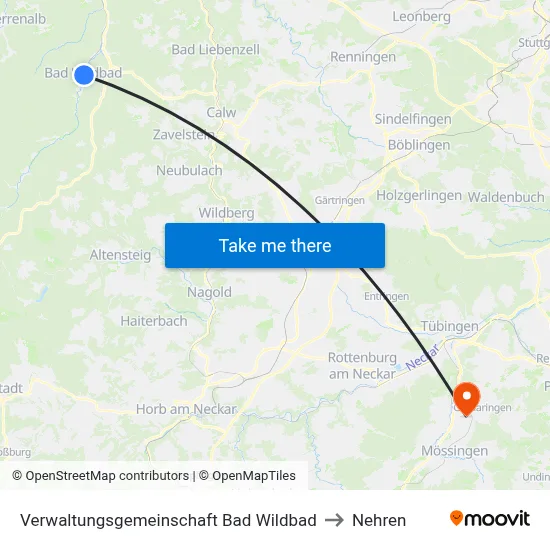 Verwaltungsgemeinschaft Bad Wildbad to Nehren map