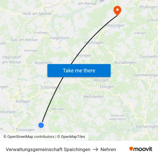 Verwaltungsgemeinschaft Spaichingen to Nehren map