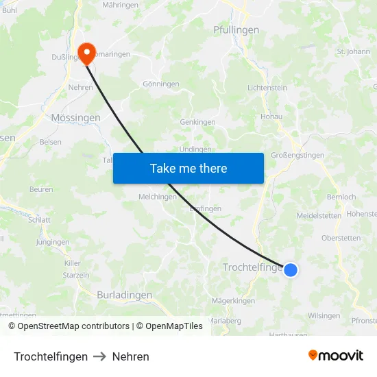 Trochtelfingen to Nehren map