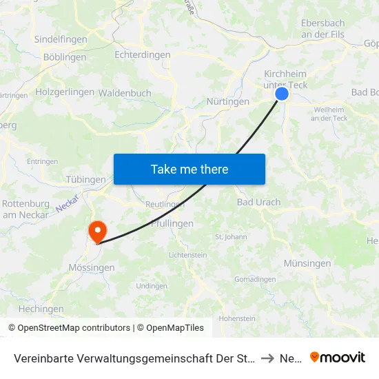 Vereinbarte Verwaltungsgemeinschaft Der Stadt Kirchheim Unter Teck to Nehren map