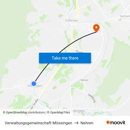 Verwaltungsgemeinschaft Mössingen to Nehren map