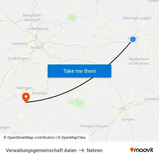 Verwaltungsgemeinschaft Aalen to Nehren map