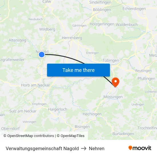 Verwaltungsgemeinschaft Nagold to Nehren map