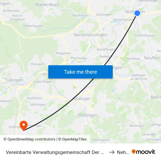 Vereinbarte Verwaltungsgemeinschaft Der Stadt Nürtingen to Nehren map