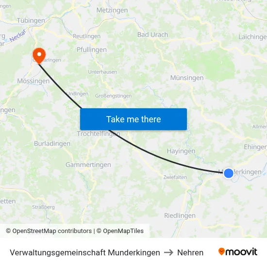 Verwaltungsgemeinschaft Munderkingen to Nehren map