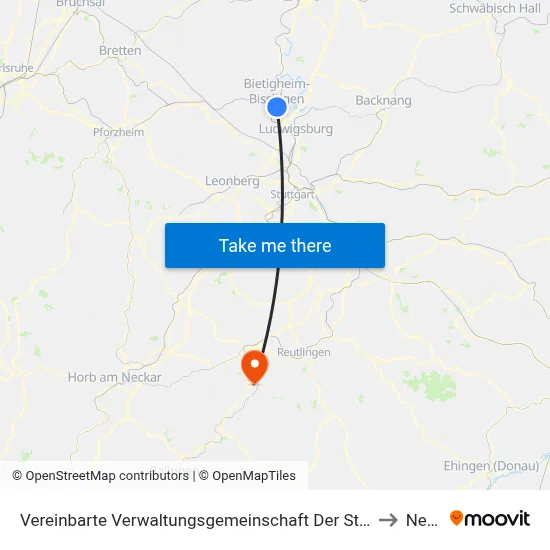 Vereinbarte Verwaltungsgemeinschaft Der Stadt Bietigheim-Bissingen to Nehren map
