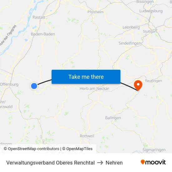 Verwaltungsverband Oberes Renchtal to Nehren map