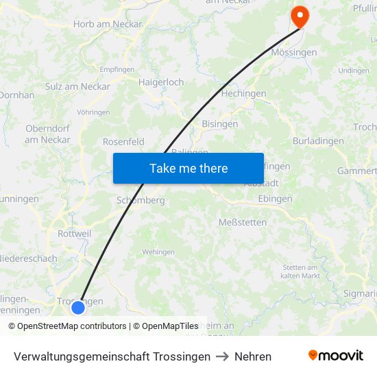 Verwaltungsgemeinschaft Trossingen to Nehren map