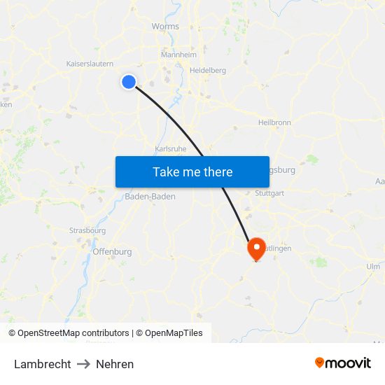 Lambrecht to Nehren map