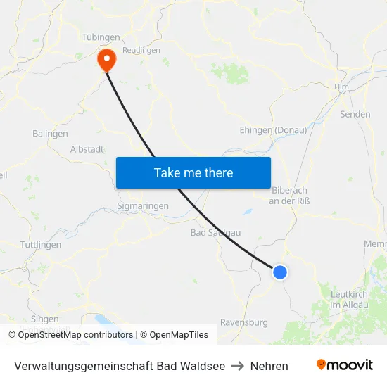 Verwaltungsgemeinschaft Bad Waldsee to Nehren map