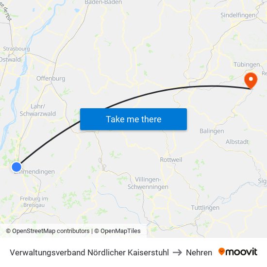 Verwaltungsverband Nördlicher Kaiserstuhl to Nehren map