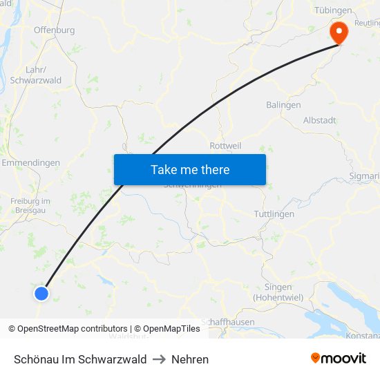 Schönau Im Schwarzwald to Nehren map