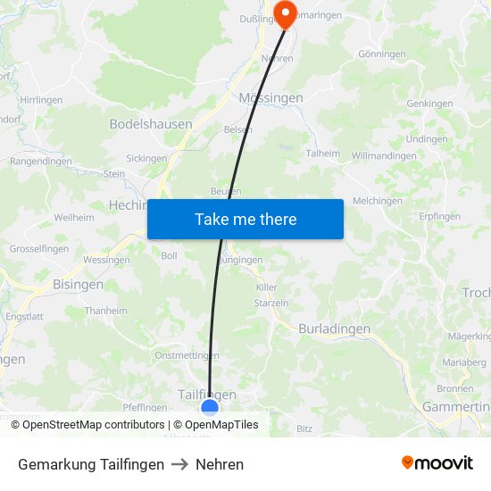 Gemarkung Tailfingen to Nehren map