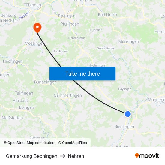 Gemarkung Bechingen to Nehren map