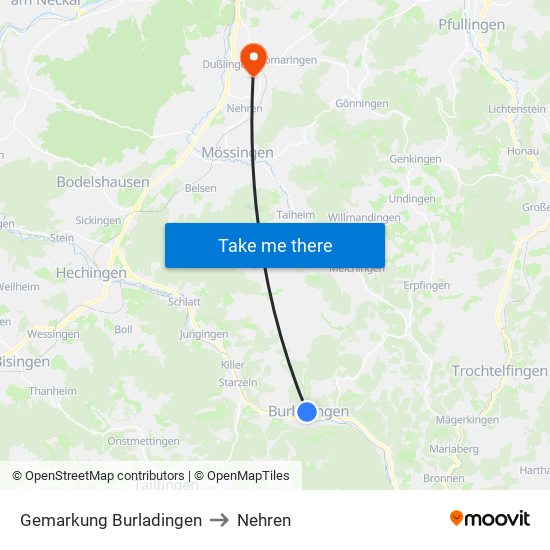 Gemarkung Burladingen to Nehren map