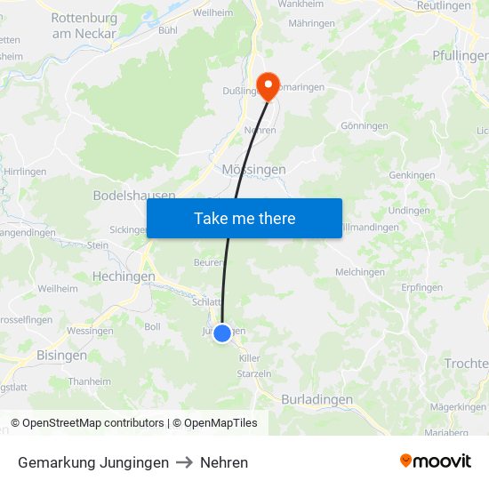 Gemarkung Jungingen to Nehren map