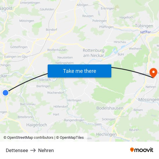 Dettensee to Nehren map