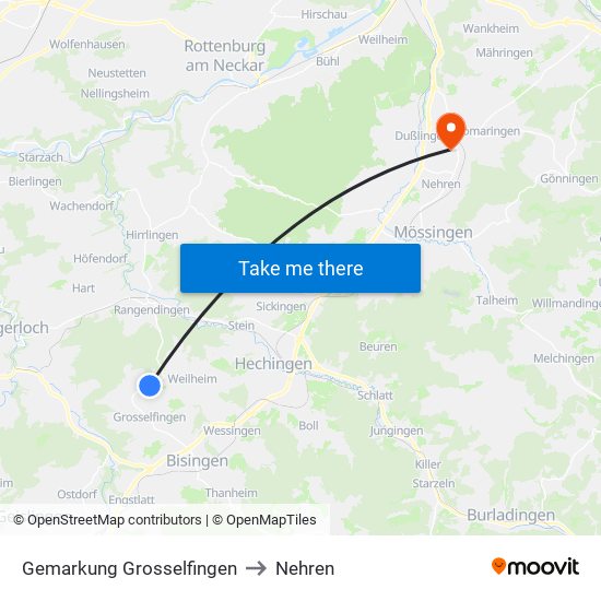 Gemarkung Grosselfingen to Nehren map