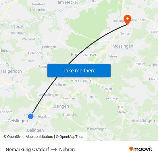 Gemarkung Ostdorf to Nehren map