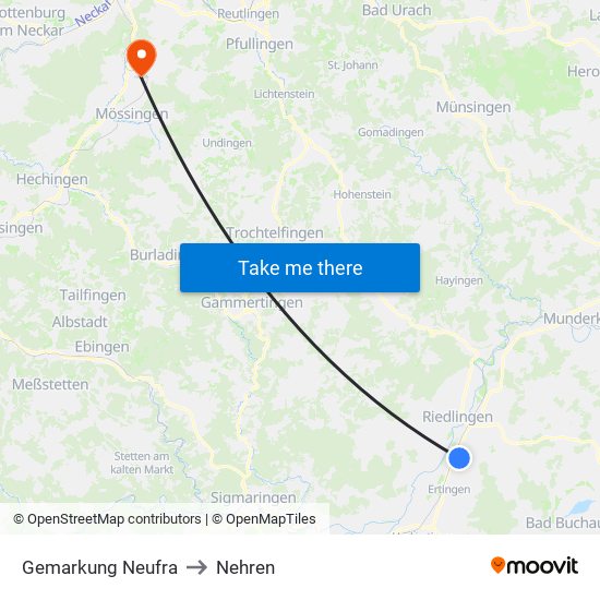 Gemarkung Neufra to Nehren map