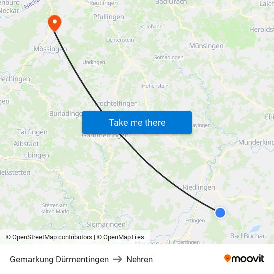 Gemarkung Dürmentingen to Nehren map