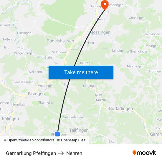 Gemarkung Pfeffingen to Nehren map