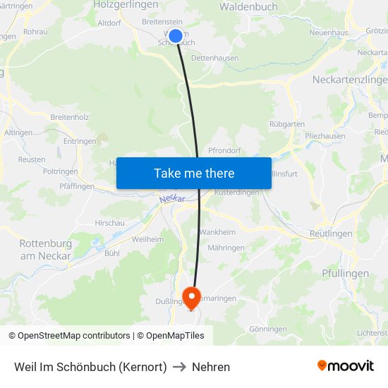 Weil Im Schönbuch (Kernort) to Nehren map