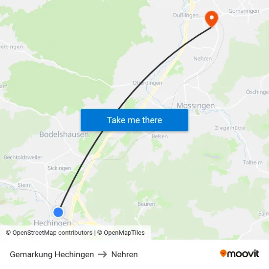 Gemarkung Hechingen to Nehren map