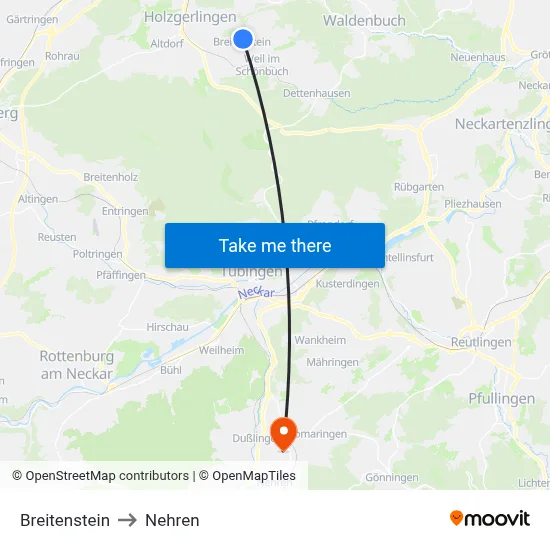 Breitenstein to Nehren map