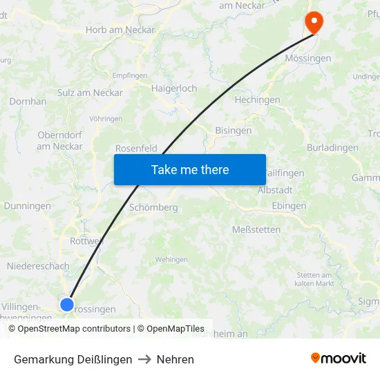 Gemarkung Deißlingen to Nehren map